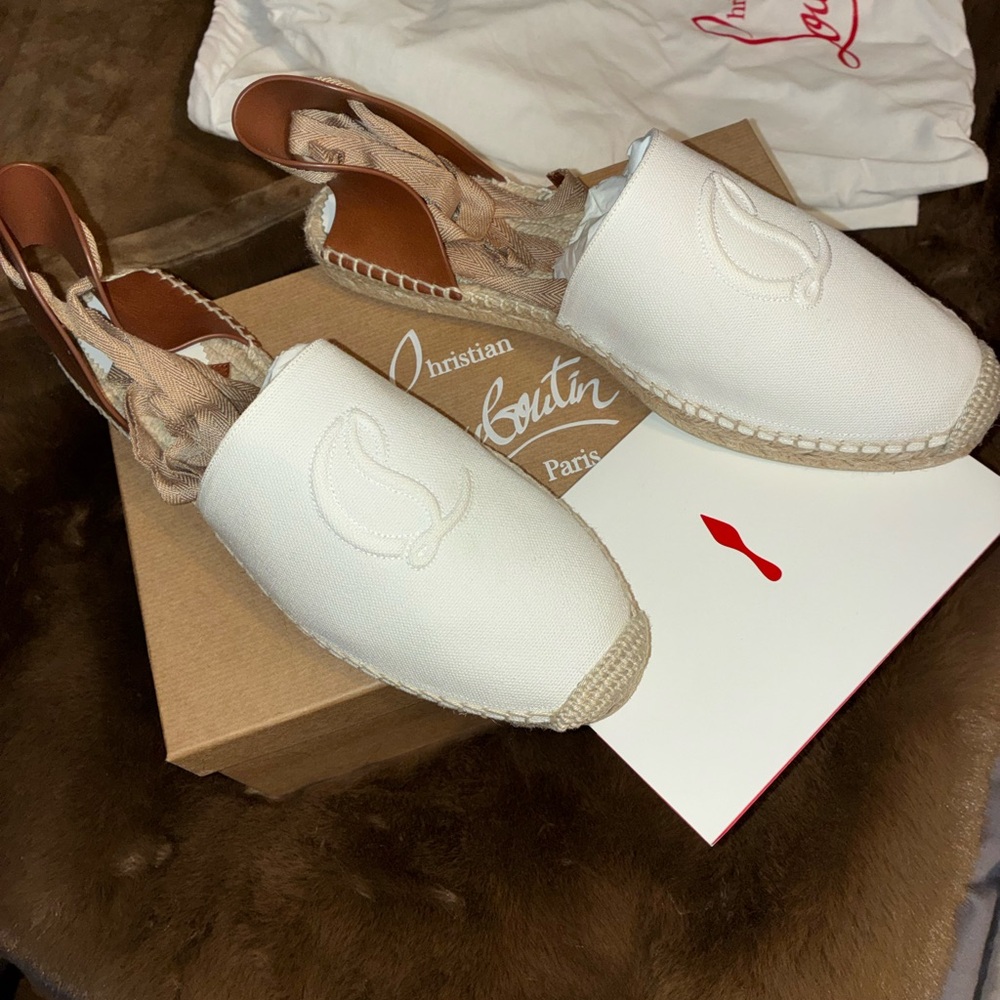 Authentic, Christian Louboutin White Espadrille Sandals
Worn once
